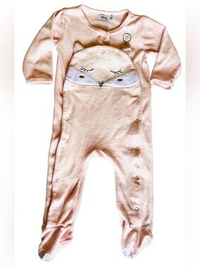 Pink Baby One-Piece Footed Sleepsuit with Fox Applique